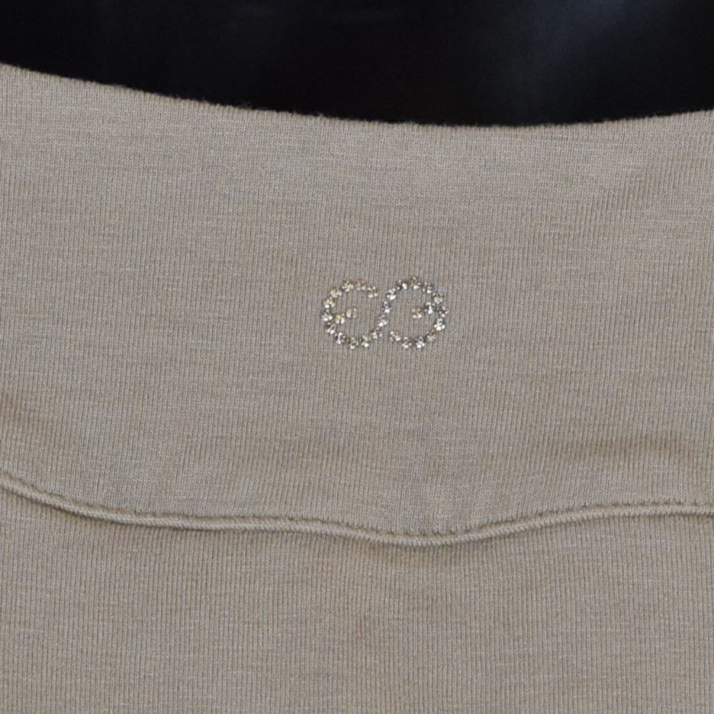 Escada Sport Tan Embroidered Halter Mini Dress 4 Jersey Knit Studded - Picture 7 of 9